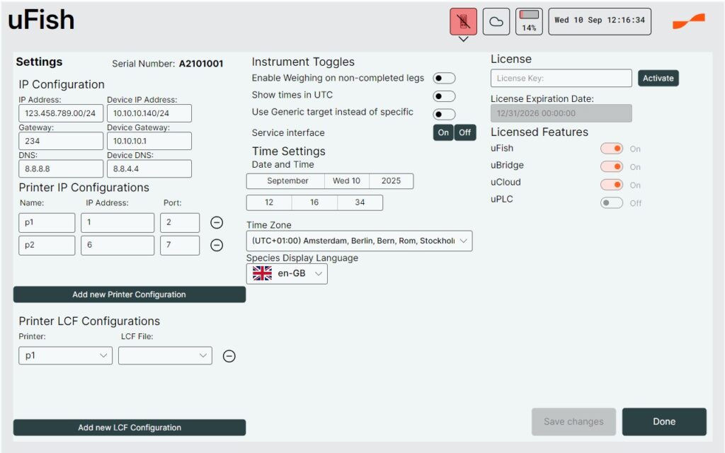 Scale settings